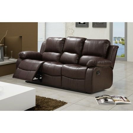 What Is A Bonded Leather Sofa Algeciras Reddish Brown Bonded Leather Living Room Reclining Sofa with Drop-down Tea Table ()