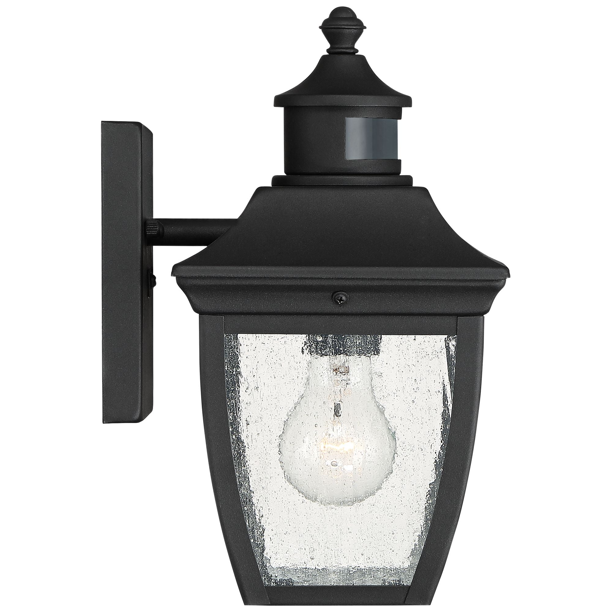John Timberland Outdoor Wall Light Fixture Black 12" Clear Seedy Glass Motion Security Sensor for Exterior House Porch Patio Deck