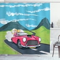 thumbnail image 1 of Ambesonne Cars Shower Curtain, Blonde Girl Drives on Road, 69"Wx84"L, Multicolor, 1 of 3