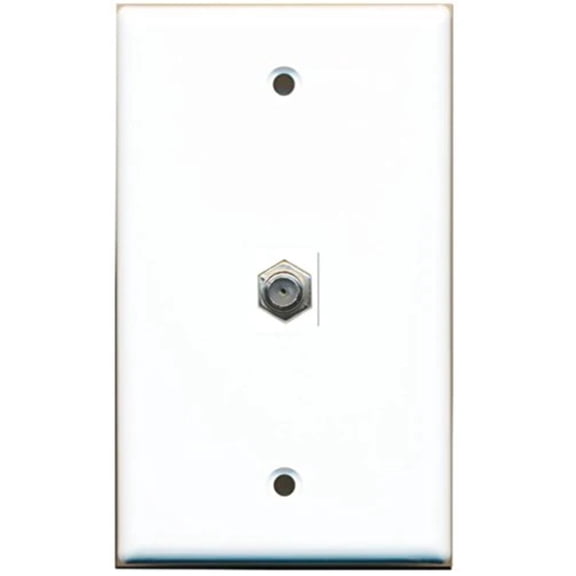 RiteAV Coax Cable TV Wall Plate 1 Gang Flat - White