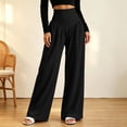 thumbnail image 6 of VBVC Women's High V-Waist Pleated Yoga Pants , Wide Leg Trousers For Women , Ladies' Stretchy Lounge Bottoms with Pockets, S-2XL, 6 of 8