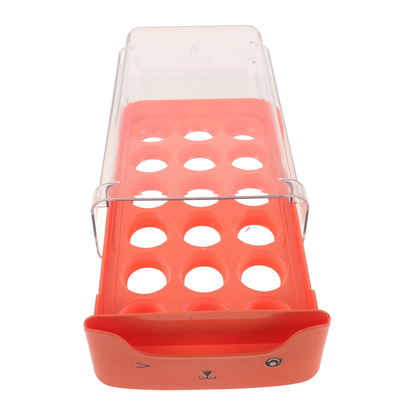 FRCOLOR Transparent Stackable Egg Holder for Fridge with Drawer Access Durable Reusable Plastic Orange 18 Count