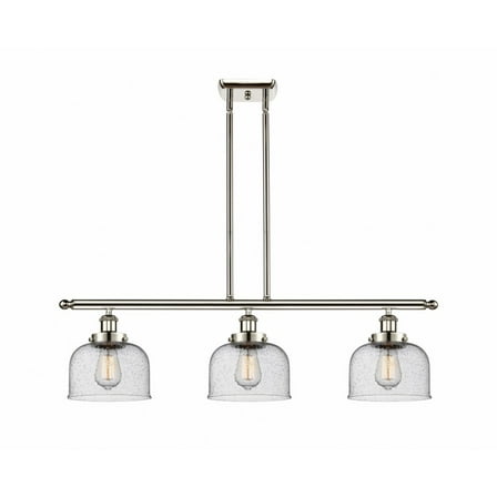 916-3I-PN-G74 Innovations Lighting Bell - 3 Light Stem Hung Island In Industrial Style-11 Inches Tall and 36 Inches Wide-Polished Nickel Finish-Seedy