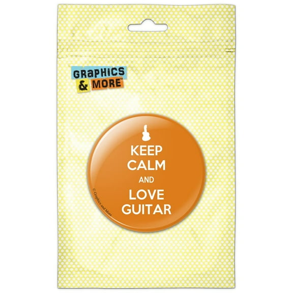 Keep Calm And Love Guitar Music Instrument Pinback Button Pin Badge