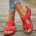 thumbnail image 5 of Wedges Sandals For Women Cute Summer Shoes Slip on Orthotic Sandals Soft Soled Open Toe Half Casual Dress Shoes for Daily Wear Vacation Dressy Casual Women Footwear 37, 5 of 8