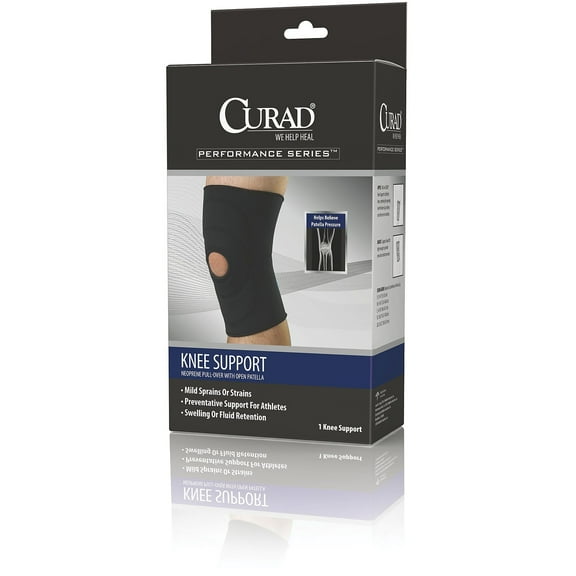 Medline Curad Open Patella Knee Supports Black Large Each ORT23200L
