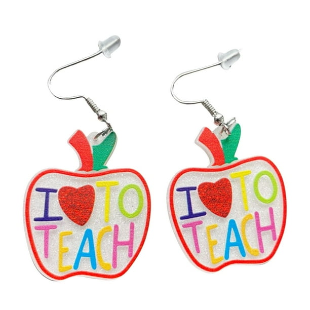 KAKOWELY 1 par de pendientes colgantes de acrílico para maestra, joyería para las orejas de maestra para mujer