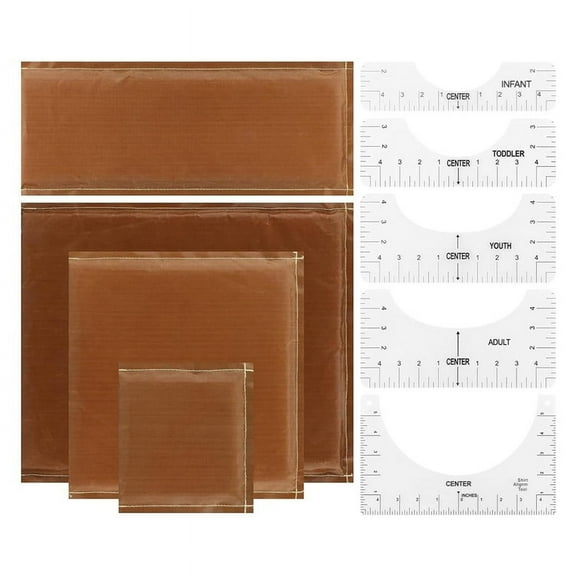 Heat 9 Pcs in 1 Set, 4 Sizes Heat Pressing Transfer Pillow and 5pcs T-Shirt Ruler Guide for Vinyl DIY