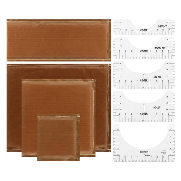 Heat Press Pillows 9 Pcs in 1 Set, 4 Sizes Heat Pressing Transfer Pillow and 5pcs T-Shirt Ruler Guide for Vinyl DIY
