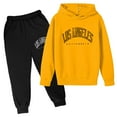 thumbnail image 4 of Little Boys Outfit Hoodie & Black Jogging Sweatpants Set 2 Piece Sweatsuit Letter Graphic Printed Thermal Clothes Fall Winter Tracksuit Size 7-8T, 4 of 4