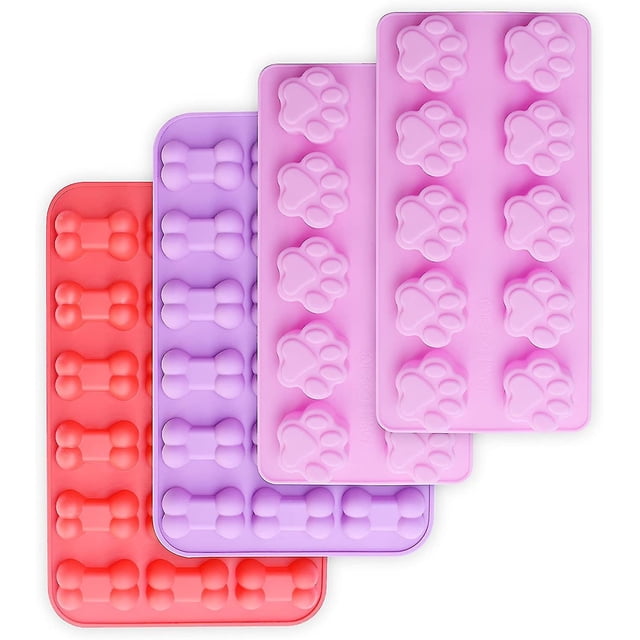 Moldes de silicona para pata y hueso de cachorro, moldes de silicona antiadherentes, 4 Uds.