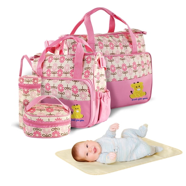 Set de Bolsas para Pañales TeqHome 5 Piezas Resistente al Agua Rosa