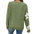 thumbnail image 4 of HOMBOM Womens Green Sweaters Pullover Warm Fall Knit Flower Xmas Long Sleeve Tops for Womens Crew Neck, 4 of 8