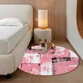 thumbnail image 2 of Pink White Round Area Rug 8Ft Washable Large Circle Rugs for Living Room Dorm, Modern Abstract Art Botanical Non-Slip Carpet Floor Mats Indoor Outdoor Carpet Runner Aesthetic Home Decor, 2 of 8