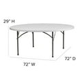 thumbnail image 2 of Table ronde pliante de 72 po en plastique blanc granite, 2 of 7