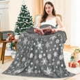 thumbnail image 3 of Christmas Blanket Silver Snowflake Christmas Throw Blanket, Snowflake Christmas Blankets and Throws Soft Warm Flannel Christmas Throw Blankets for Couch, Bed, Sofa, 50 x 60 Inches, Silver, 3 of 6