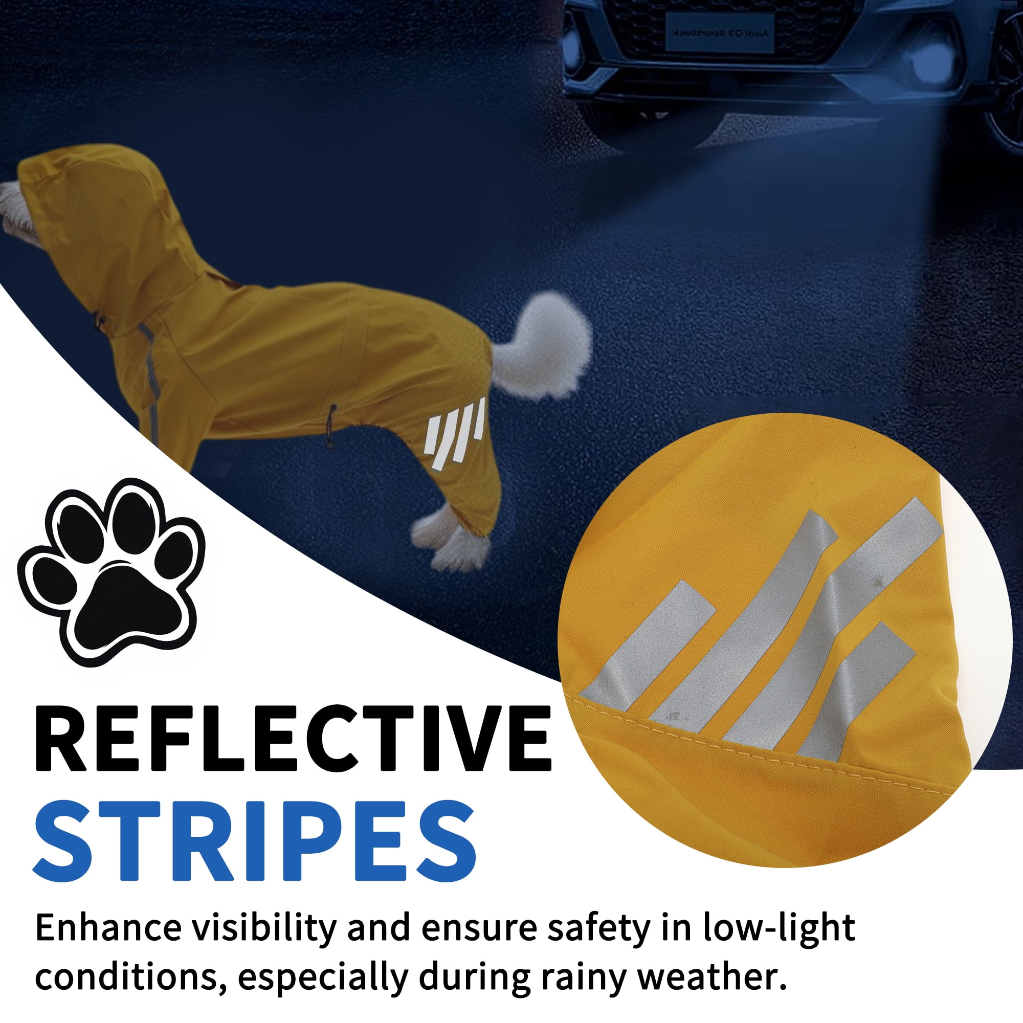 Unique Bargains Dog Raincoat Waterproof Reflective Lightweight Large Yellow
