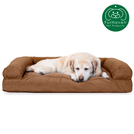 FurHaven Quilted Pillow Sofa Pet Dog Bed, X-Large, Toasted Brown