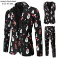 thumbnail image 1 of Conjuntos de 3 piezas con estampado de divertidos dibujos animados de Navidad para hombre (chaquetas, chaleco y pantalones), moda para fiesta de graduación y escenario, 2024, 1 of 5