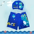 thumbnail image 2 of ESHOO 2Pcs Little Boys Swim Trunks With Swim Cap Set, Kids Toddler Bathing Suits Elastic Beach Boxers Swimwear 3-8 Years Old, 2 of 4
