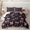 thumbnail image 2 of spefrowx Pink Leopard Print Bow Twin Quilt Set for Girls, Fashion Wildlife Print Twin Coverlet Set, 2-Piece, 2 of 7