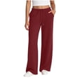 thumbnail image 2 of VBVC Women's Side Stripe Wide Leg Pants , Drawstring Track Pants For Women , Ladies' Casual Lounge Sweatpants with Pockets, Wine , S-2XL, 2 of 7