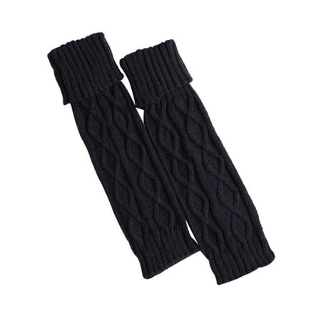 

Knitted Wool Warm Leggings In The Long Section Of The Rhombic Boots Set Leg Warm Socks Navy