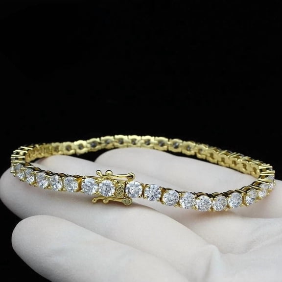 8Ct Round Cut Lab Created Diamond Women's Tennis Bracelet 14K Yellow Gold Plated