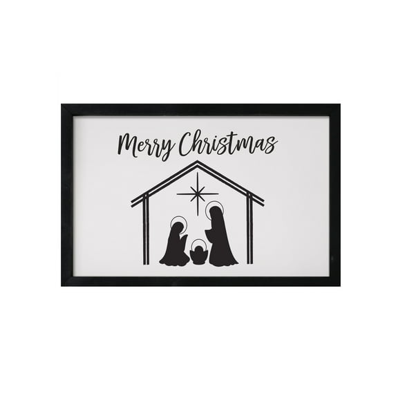 Merry Christmas Framed Shadow Box - Nativity Merry Christmas