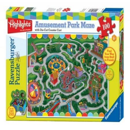 Ravensburger Highlights: Amusement Park - 100 Pieces Puzzle Maze with Figure