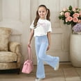 thumbnail image 2 of MUXiin Girls Outfits 5t Graphic Print Short Sleeve T-Shirt and Flare Pants Outfits Set Crewneck Fashion Girls Cotton Clothing 2pc Sets Back To School Clothes, 2 of 5
