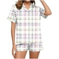thumbnail image 4 of WRKEKC Printed Short Sleeve Collared Pajama Set for Women 1 Top and 1 Pant Sleepwear Set for Casual Home Wear, 4 of 7
