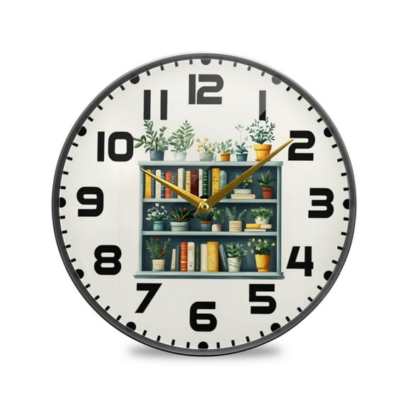 Yayeee Wall Clock for Living Room 9.5 inch Battery Operated Round with Holder, White Shelf