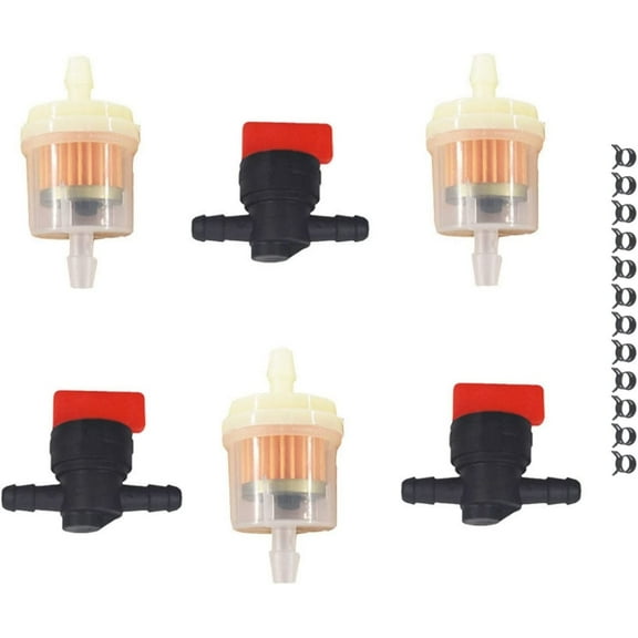 PET-U 698183 494768 Fuel Filter with Shut Cut Off Valve Clamp Replacement for Briggs & Stratton 5056 5056D 5056K 691035 697947 Motorcycle Lawn Mower Tractor