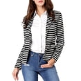 thumbnail image 2 of INSPIRE CHIC Blazer Rayé à Manches Longues avec Col Cranté et Boutons pour Femmes G Noir, 2 of 8