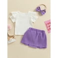 thumbnail image 4 of Bagilaanoe 3Pcs Toddler Baby Girls Summer Clothes Short Sleeve T-Shirts Tops + Pleated Skirt + Headband 3M 6M 9M 12M 18M 24M Infant Casual Skirt Set, 4 of 7