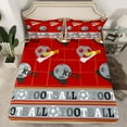 thumbnail image 2 of Feelyou Est Football Sleep Full Size Sheets for Teens, Modern Ball Gaming Bed Sheets, Maroon Plaid Buffalo Sheet Sets, Microfiber Bedroom Decor, 4pcs, 2 of 7