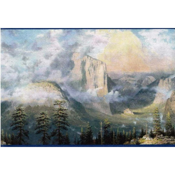 Thomas Kinkade Blue Yosemite Valley Wallpaper Border Thomas Kinkade Border By Imperial Walmart Com Walmart Com