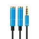 thumbnail image 2 of Cable divisor de audio de 3,5 mm macho de 3,5 mm a 2 puertos hembra de 3,5 mm con micrófono Adaptador de cable auxiliar de extensión de 3,5 mm, 2 of 8