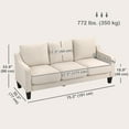 thumbnail image 3 of HOMCOM Canapé 3 Places, Sofa en Tissu de Lin avec Ressorts Ensachés, Beige, 3 of 10