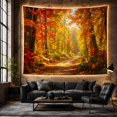 thumbnail image 6 of Sunlit Autumn Forest Path with Fallen Leaves, Nostalgic Rustic for Nature Lovers, Scenic Landscape Wall Art, Housewarming Gift, Tapestry Wall Hanging for Living Room and Bedroom, 6 of 7