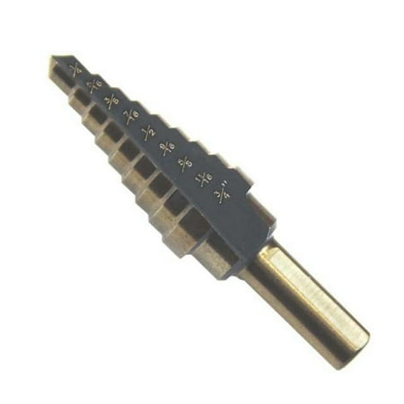 

967090 - STEP DRILL COBALT BIT 1/4-3/4IN 2.9IN LONG 1/4IN SHANK 9 STEP