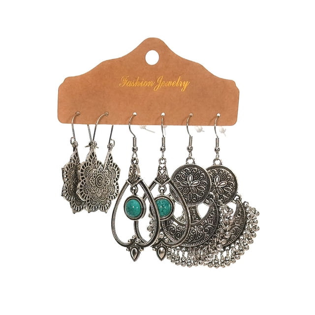 Pendientes Largos Bohemios Sonducket 3 Pares Joyería Geométrica Gota Étnica Fiesta Nupcial