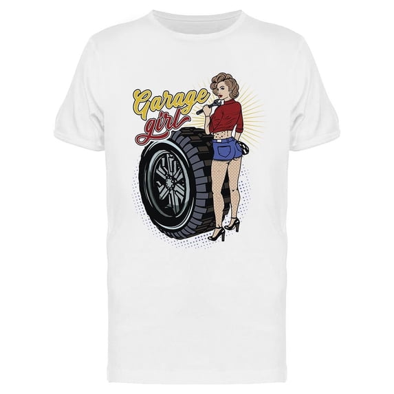 Pin Up Garage Girl T-Shirt Men -Image by Shutterstock, Male Large