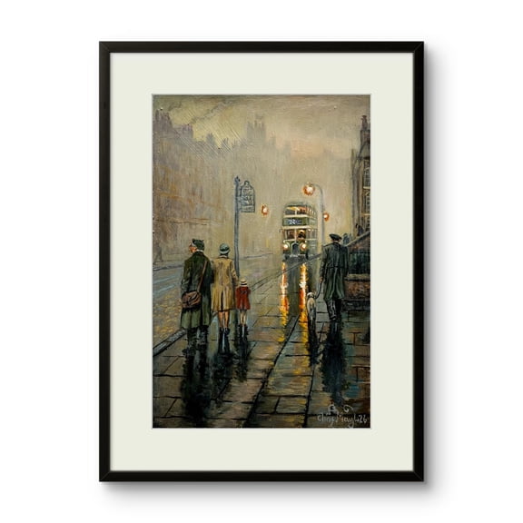 POSTIZ Vintage British Bus Poster, 1950s Print, Double Decker Bus Stop Wall Art Canvas, Unframed Canvas 16x24in
