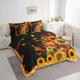 thumbnail image 3 of Feelyou Farmhouse Fall Sunflower Bedding Comforter Set 7pcs, Pumpkin Leaf Butterfly Queen Bedding Sets, Teen Child Kid Reversible Queen Sheet Sets, Microfiber Bedroom Decor, 3 of 7