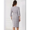 thumbnail image 3 of DARING DIVA Tweed Fall Elegant Boat Neck 3/4 Sleeve Dress XS White Purple, 3 of 6