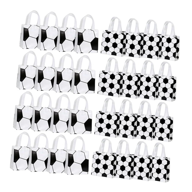 24 Bolsas de regalo de fútbol portátiles con asas, multifuncionales, ideales para fiestas de fútbol, para niños, adultos y equipos.