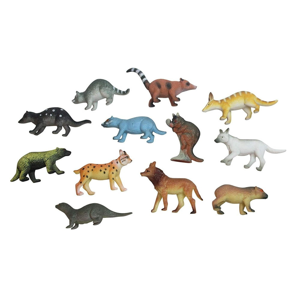 Miniature Animal Assortment with White Wolf Figurines Replicas - Mini