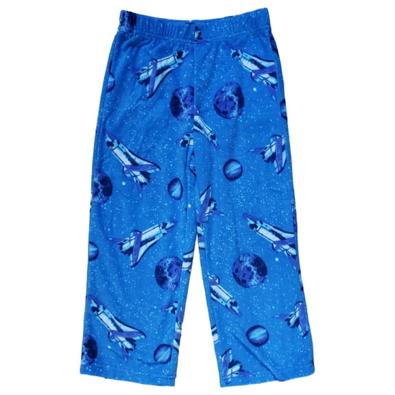 Boys Blue Rocketship Space Planets Fleece Pajama Pants Sleepwear X-Small (4/5)